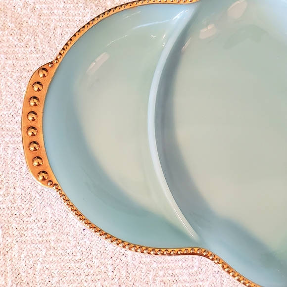 Vintage Fire King Delphite Blue Relish Dish Divided Dish - Picture 7 of 11